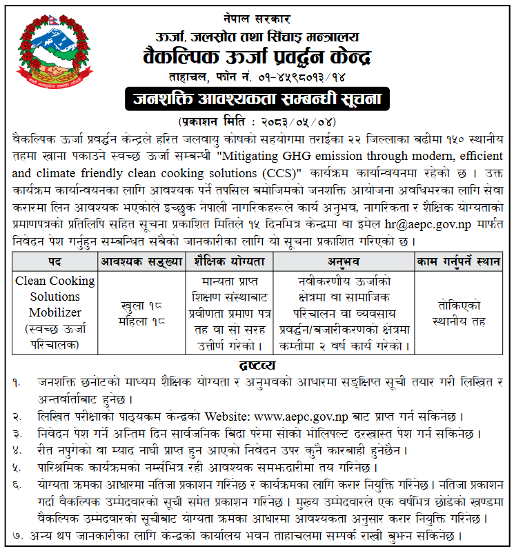 जनशक्ति आवश्यकता सम्बन्धी सूचना